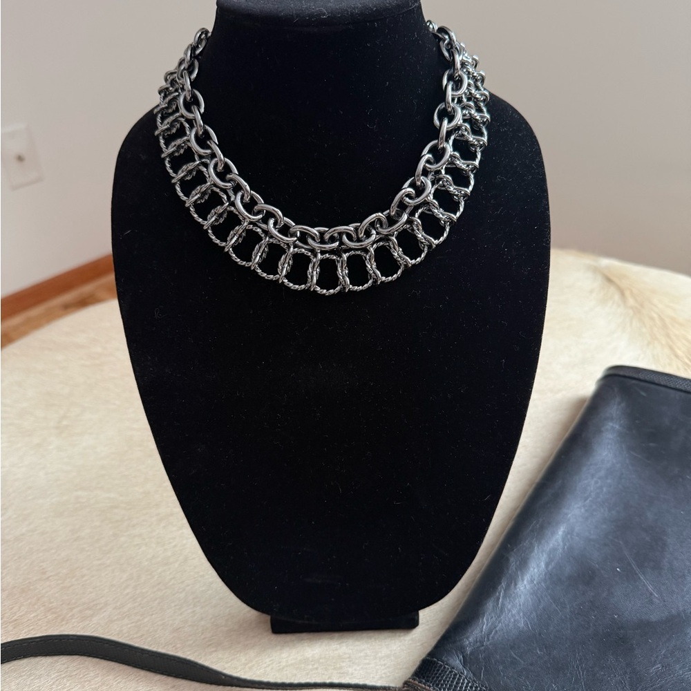 Gun metal silver chain necklace, Byzantine style - Picture 2 of 8